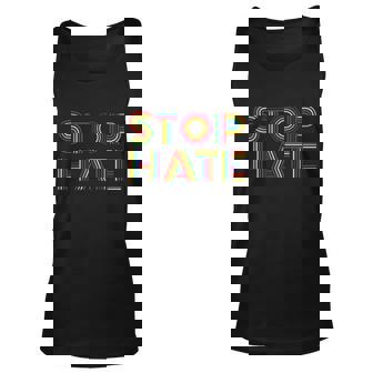 Stop Hate Colorful Rainbow Lgbt Pride Month Graphic Design Printed Casual Daily Basic Unisex Tank Top - Thegiftio