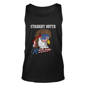 Straight Outta Merica Mullet Eagle Funny Patriot 4Th Of July Gift Unisex Tank Top - Monsterry