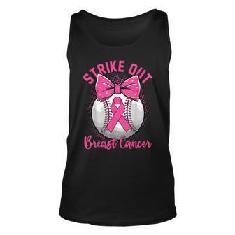 Strike Out Breast Cancer Awareness Day Pink Ribbon Baseball Men Women Tank Top Graphic Print Unisex - Thegiftio UK