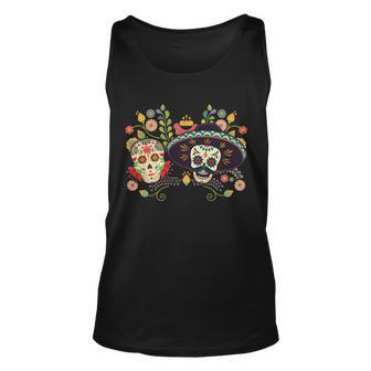 Sugar Skulls Day Of The Dead Unisex Tank Top - Monsterry