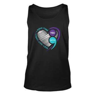 Suicide Awareness Prevention Heart Semi Colon You Matter Tshirt Unisex Tank Top - Monsterry