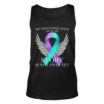 Suicide Prevention Angel Wings Ribbon Unisex Tank Top - Monsterry