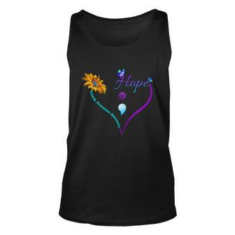 Suicide Prevention Awareness Floral Heart Unisex Tank Top - Monsterry