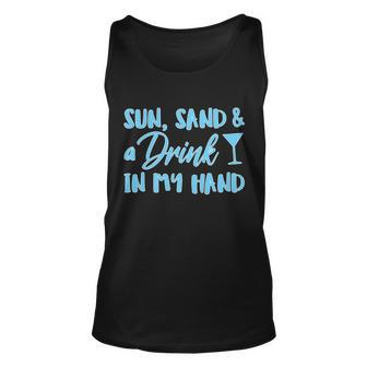 Sun Sand & A Drink In My Hand Graphic Design Printed Casual Daily Basic Unisex Tank Top - Thegiftio UK