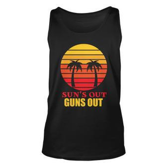 Suns Out Guns Out Summer Party Unisex Tank Top - Monsterry