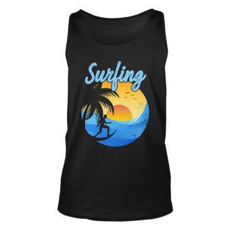 Sunset Surfing Summer Vacation Surf Unisex Tank Top - Monsterry AU