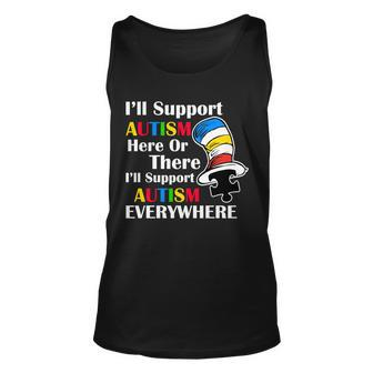 Support Autism Here Or There And Everywhere Tshirt Unisex Tank Top - Monsterry