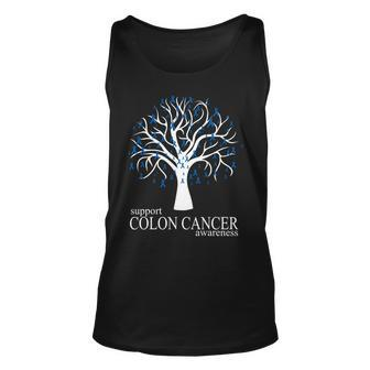 Support Colon Cancer Awareness Ribbon Tree V2 Unisex Tank Top - Monsterry