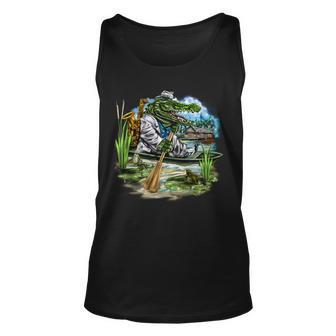 Swamp Gator With A Trumpet Unisex Tank Top - Monsterry