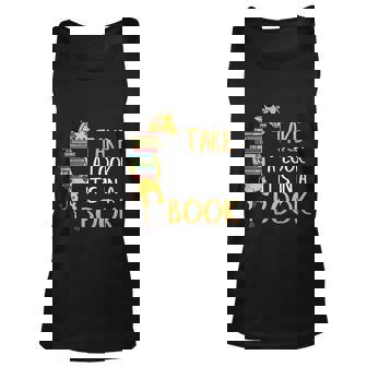 Take A Look Its In A Book Giraffe Reading Books Literacy Gift Unisex Tank Top - Thegiftio