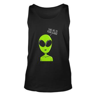 Take Me To Your Leader Alien Unisex Tank Top - Monsterry