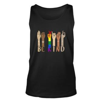 Talking Lgbt Gay Pride Be Kind Sign Hand Language Graphic Design Printed Casual Daily Basic Unisex Tank Top - Thegiftio UK