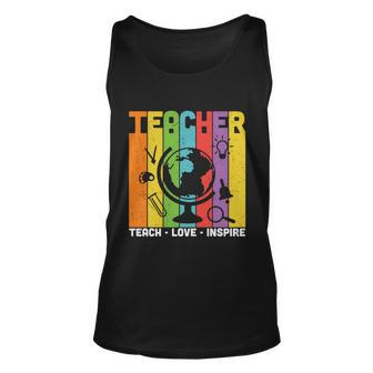 Teach Love Inspire Proud Teacher Graphic Plus Size Shirt For Teacher Female Male Unisex Tank Top - Thegiftio UK