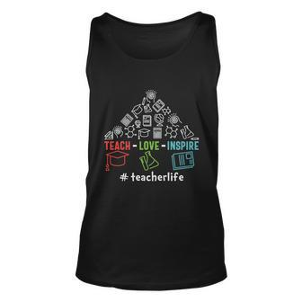 Teach Love Inspire Teacher Life Graphic Plus Size Shirt For Teacher Female Male Unisex Tank Top - Monsterry