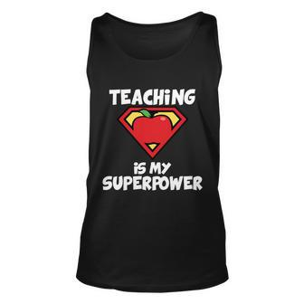 Teaching Is My Superpower Apple Crest Unisex Tank Top - Monsterry UK