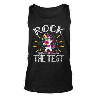 Test Day Rock The Test Teacher Testing Day Unicorn Teacher Unisex Tank Top - Seseable