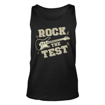 Test Day Teacher Rock The Test Guitar Teacher Testing Day Unisex Tank Top - Seseable