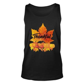 Thankful Autumn Leaves Thanksgiving Fall Tshirt Unisex Tank Top - Monsterry