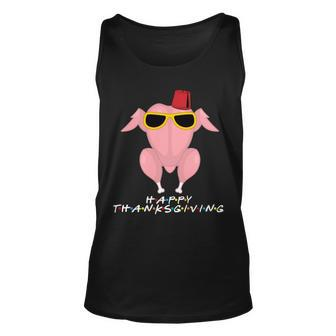 Thanksgiving Friends Funny Turkey Head Unisex Tank Top - Monsterry