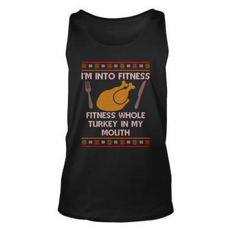 Thanksgiving Im Into Fitness Ugly Sweater Tshirt Unisex Tank Top - Monsterry