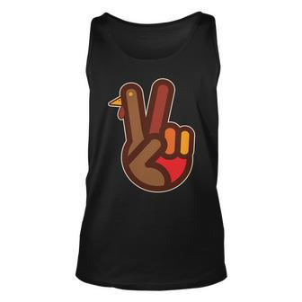 Thanksgiving Peace Sign Hand Turkey Graphic Design Printed Casual Daily Basic Unisex Tank Top - Thegiftio UK
