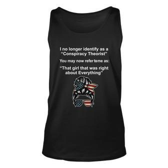 The Girl Who Was Right About Everything Conspiracy Theorist Usa Unisex Tank Top - Monsterry AU