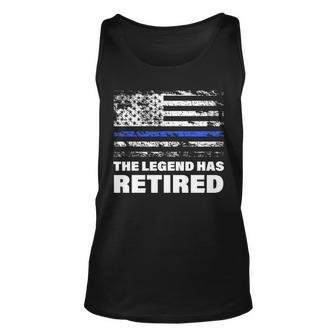 The Legend Has Retired Blue Thin Line Tshirt Unisex Tank Top - Monsterry