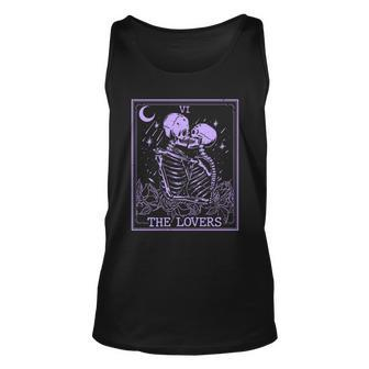 The Lovers Skeleton Tarot Card Vi Vintage Halloween Unisex Tank Top - Monsterry CA