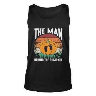 The Man Behind The Pumpkin Halloween Quote Unisex Tank Top - Monsterry DE