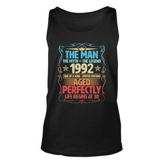 The Man Myth Legend 1992 Aged Perfectly 30Th Birthday Tshirt Unisex Tank Top - Monsterry UK