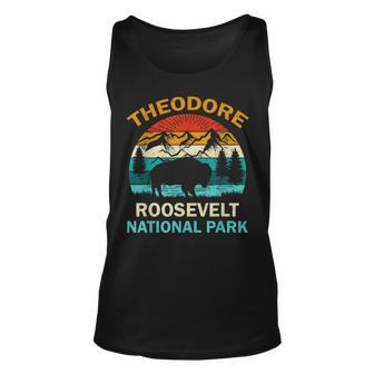 Theodore Roosevelt National Park North Dakota Buffalo Retro Unisex Tank Top - Seseable