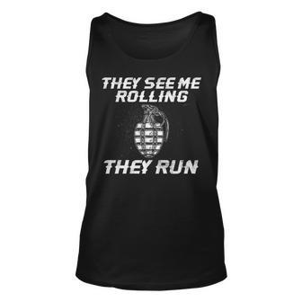 They See Me Rolling Unisex Tank Top - Seseable