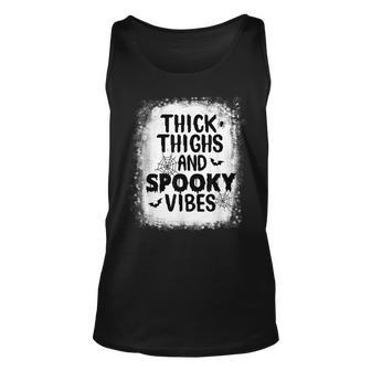 Thick Thigh And Spooky Vibes Happy Halloween Scary Bleached Unisex Tank Top - Seseable