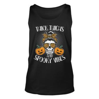 Thick Thighs And Spooky Vibes For Halloween Costume Witches Unisex Tank Top - Seseable