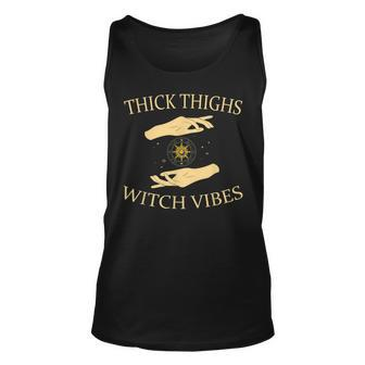 Thick Thighs Witch Vibes Creepy Witch Halloween Costume Unisex Tank Top - Seseable