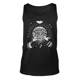 Thick Thighs Witch Vibes Spooky Halloween Hands Witch Unisex Tank Top - Seseable