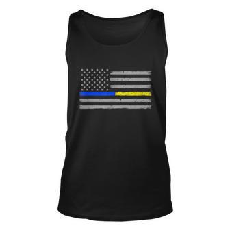 Thin Blue Gold Line 911 Police Dispatcher Unisex Tank Top - Monsterry