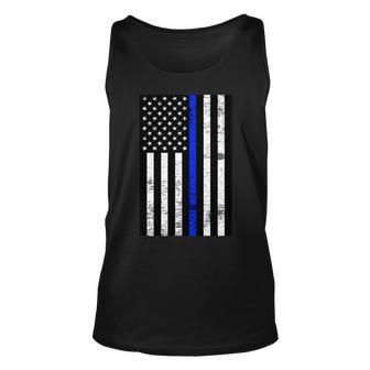 Thin Blue Line American Flag V2 Unisex Tank Top - Monsterry UK