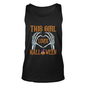 This Girl Loves Halloween Pumpkin Witch Hat Halloween Quote Unisex Tank Top - Monsterry UK