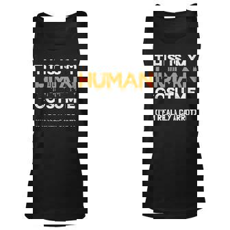 This Is My Human Costume Im Really A Carrot Funny Halloween Unisex Tank Top - Thegiftio