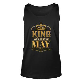 This King Was Born On May Birthday On May Graphic Design Printed Casual Daily Basic Unisex Tank Top - Thegiftio UK