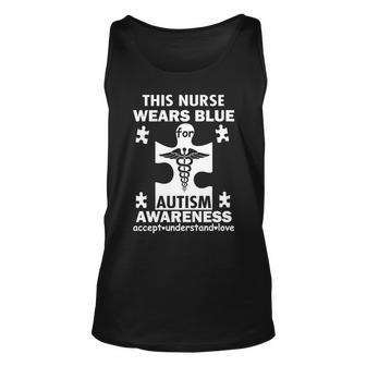 This Nurse Wears Blue For Autism Awareness Unisex Tank Top - Thegiftio UK