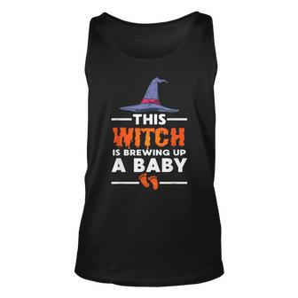 This Witch Is Brewing Up A Baby Halloween Pregnancy Reveal Unisex Tank Top - Seseable