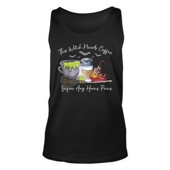 This Witch Needs Coffee Halloween Boho Witch Unisex Tank Top - Thegiftio