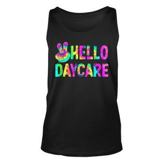 Tie Dye Hello Daycare Back To School Teachers Kids Unisex Tank Top - Seseable