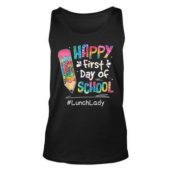 Tie Dye Pencil Happy First Day Of School Lunch Lady V2 Unisex Tank Top - Seseable