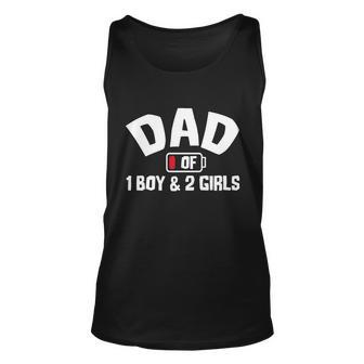 Tired Dad Of 1 Boy And 2 Girls Father One Son Two Daughters Graphic Design Printed Casual Daily Basic Unisex Tank Top - Thegiftio UK