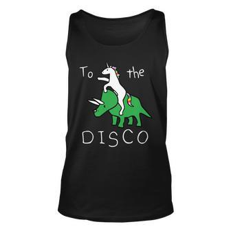 To The Disco Magical Unicorn Dinosaur Retro 80S Party Unisex Tank Top - Monsterry