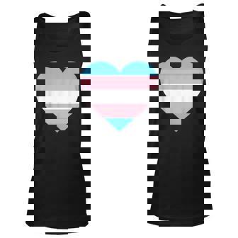 Trans Pride Flag Heart Shape Transgender Day Of Visibility Men Women Tank Top Graphic Print Unisex - Thegiftio