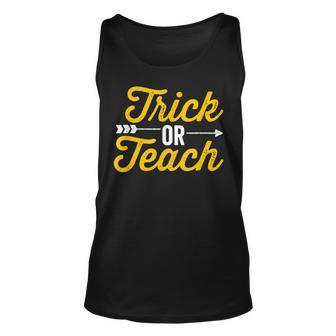 Trick Or Teach Teacher Halloween Vintage Arrow Design Dark Unisex Tank Top - Seseable